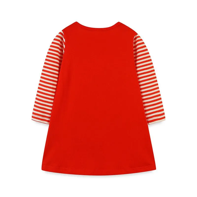 Toddler/Kid Girl's Christmas Tree Red Long Sleeve Dress