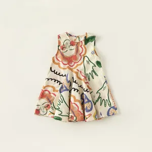 Toddler/Kid Girl's Cute Graffiti Design Sleeveless A-Line Dress