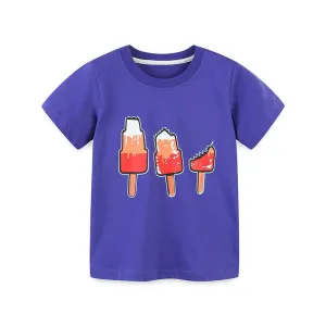 Toddler/Kid Girl's Ice Cream Design Blue Summer Top