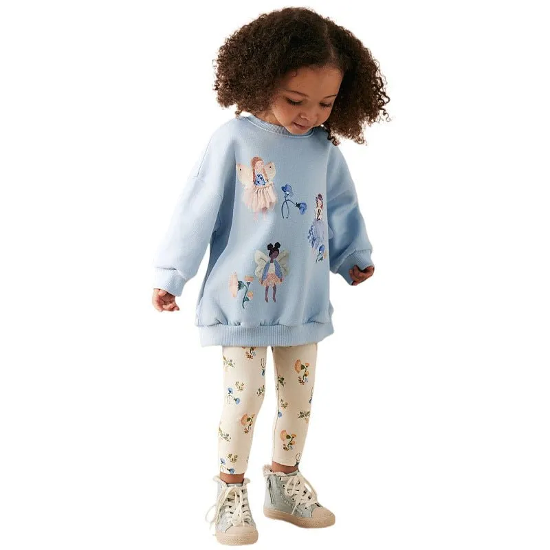 Toddler/Kid Girl's Little Princess Blue Sweatshirt with Leggings Set