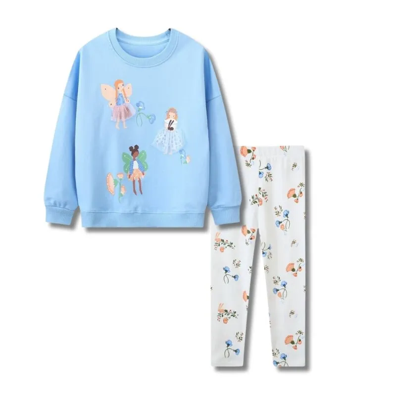 Toddler/Kid Girl's Little Princess Blue Sweatshirt with Leggings Set