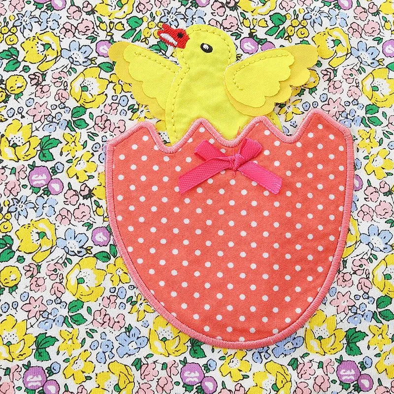 Toddler/Kid Girl's Long Sleeve Bunny with Chick Embroidery Design Dress