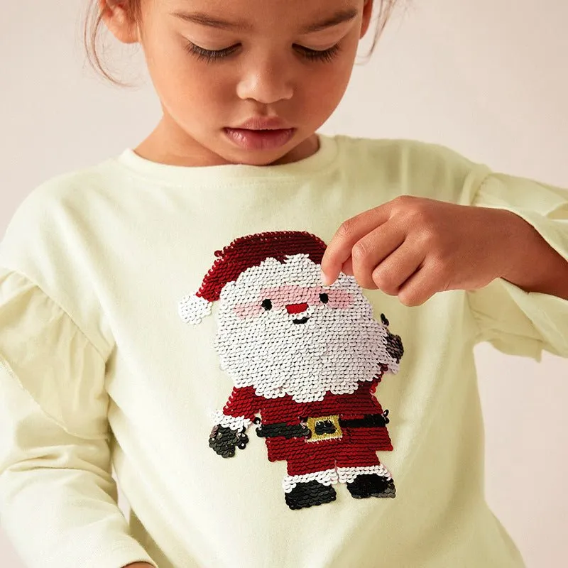 Toddler/Kid Girl's Long Sleeve Cartoon Christmas Design Tee