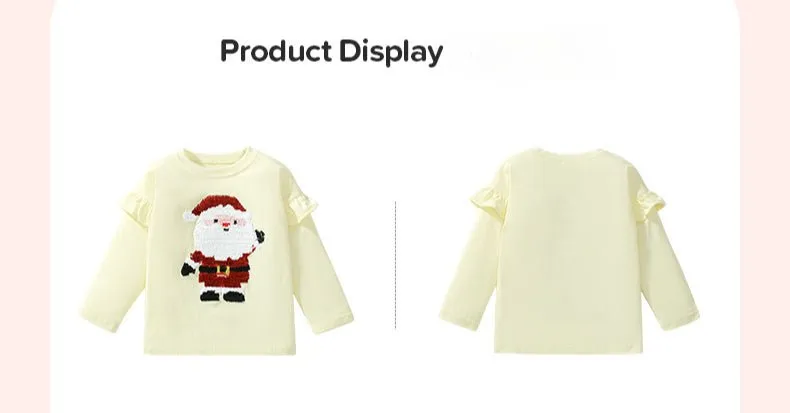 Toddler/Kid Girl's Long Sleeve Cartoon Christmas Design Tee