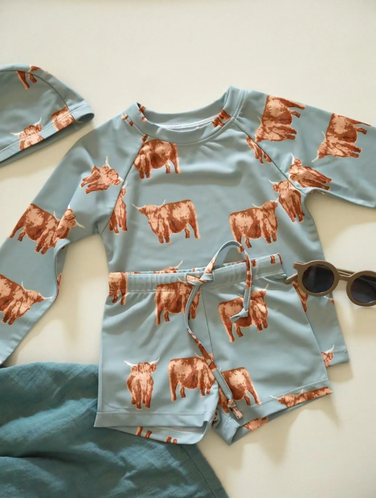 Toddler/Kid Girl's Long Sleeve Fun-Filled Swimsuit Set (3 Designs)