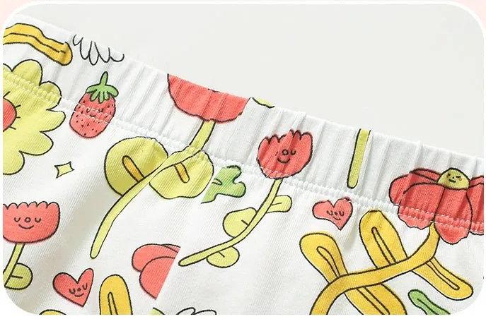 Toddler/Kid Girl's Pink Rainbow T-shirt with Floral Design Leggings Set