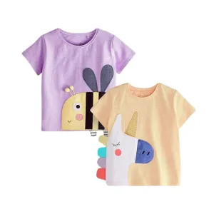 Toddler/Kid Girl's Short Sleeve  Animals Design Tee (2 Designs)