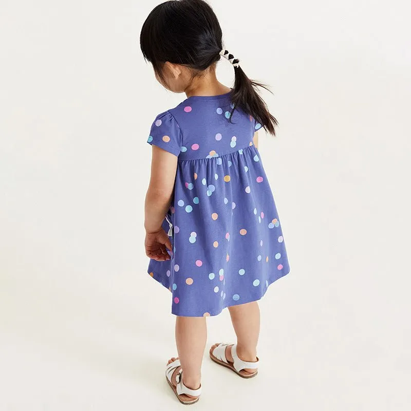 Toddler/Kid Girl's Short Sleeve Dot Design Princess Dress with Unicorn Print