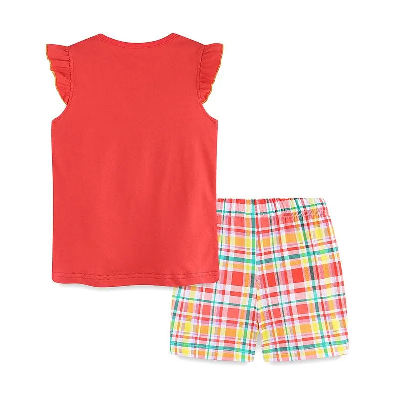 Toddler/Kid Girl's Summer Red Top with Shorts Set