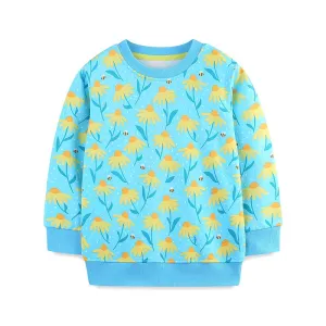 Toddler/Kid Girl's Sunflowers with Bees Print Design Sweatshirt