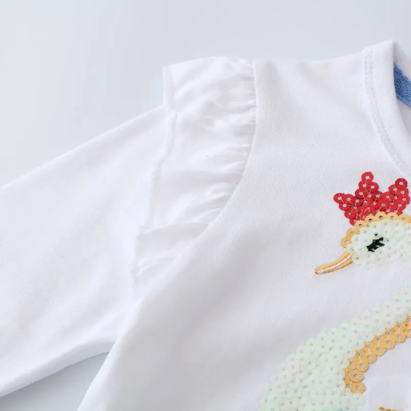 Toddler/Kid Girl's Swan Design Long Sleeve Dress