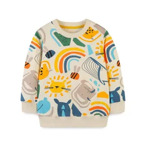 Toddler/Kid's All-over Cartoon Print Design Cotton Sweatshirt