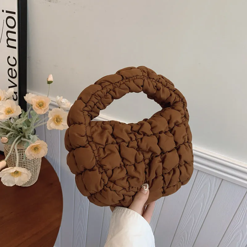 Toleet calico hair Fashionable and Convenient Handbag Women's Bag 2024 Autumn New Trendy All-Match Cloud Bag Niche Pleated Dumpling Bag