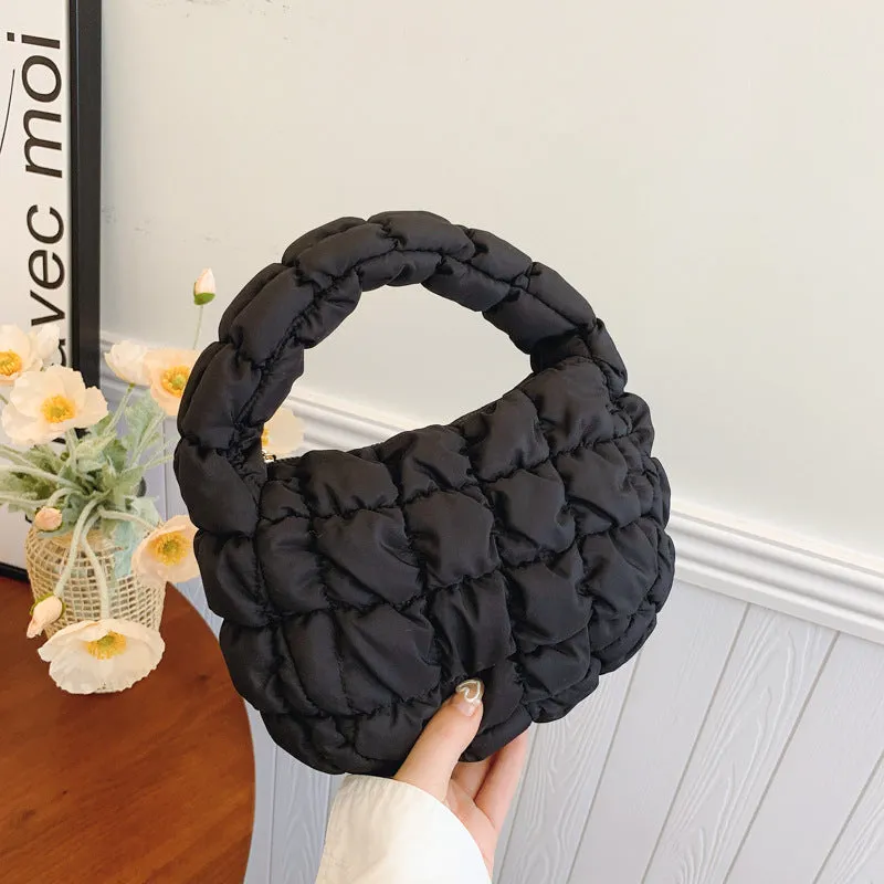 Toleet calico hair Fashionable and Convenient Handbag Women's Bag 2024 Autumn New Trendy All-Match Cloud Bag Niche Pleated Dumpling Bag