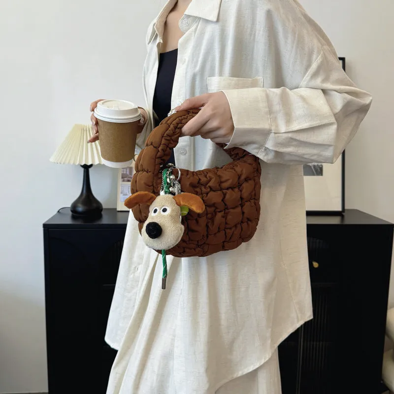 Toleet calico hair Fashionable and Convenient Handbag Women's Bag 2024 Autumn New Trendy All-Match Cloud Bag Niche Pleated Dumpling Bag