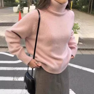 Toleet fall outfits women Autumn and Winter Western Style High Lapel Soft Glutinous Wool Sweater Women's Loose Thickened Bottoming Cashmere Sweater
