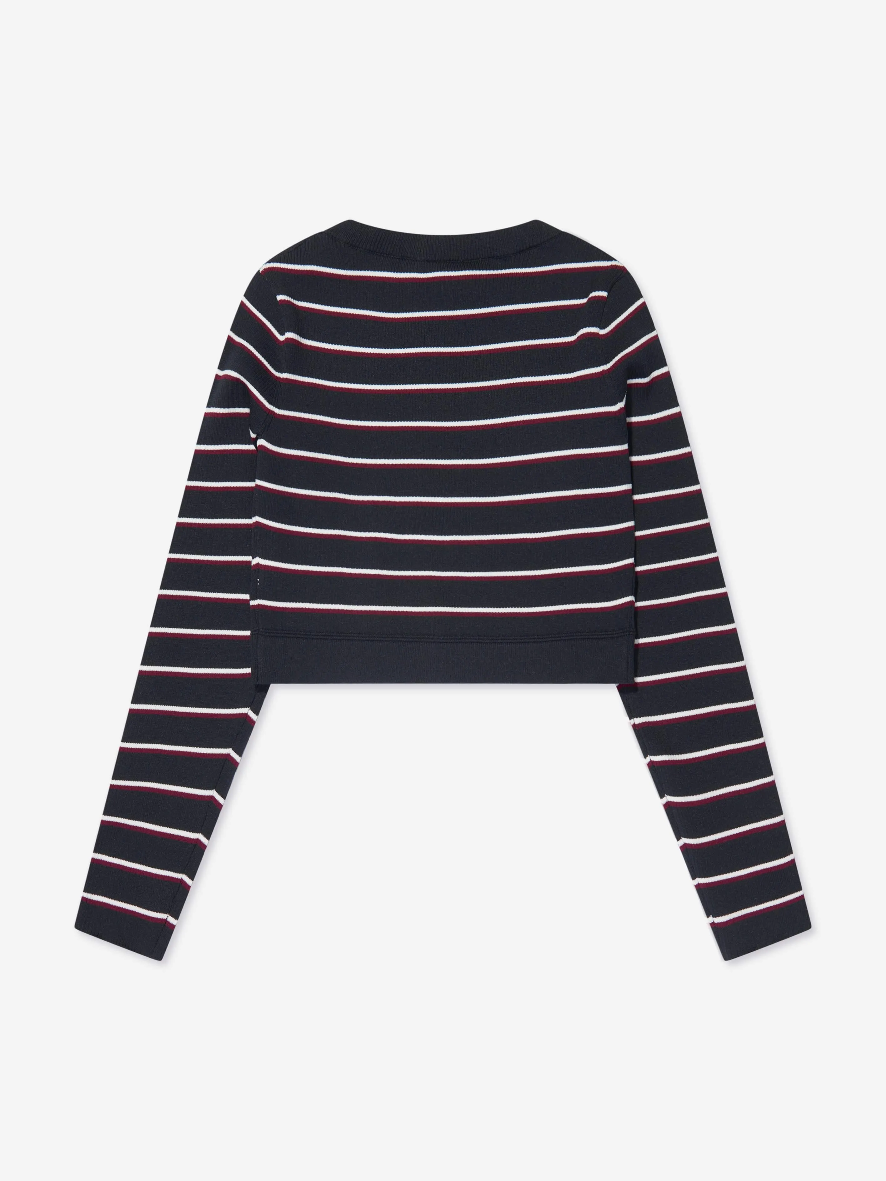 Tommy Hilfiger Girls Global Stripe Cropped Sweater in Navy