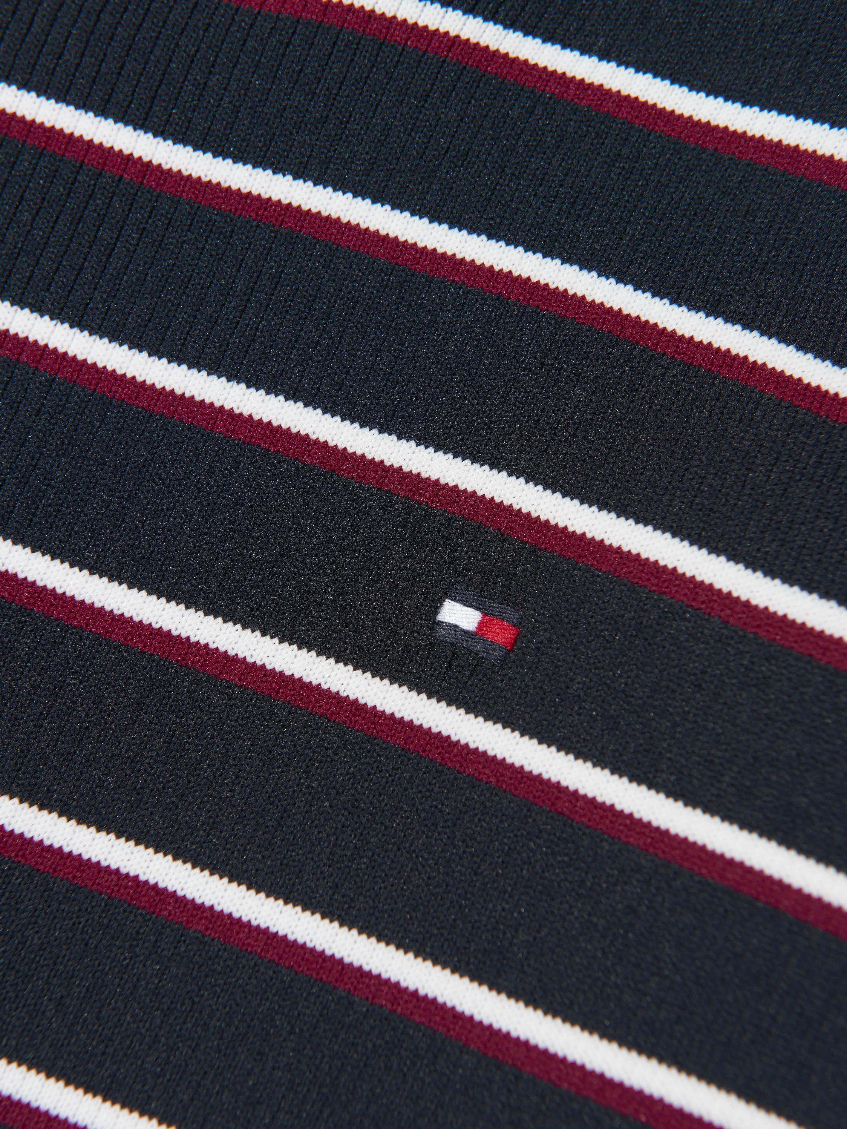 Tommy Hilfiger Girls Global Stripe Cropped Sweater in Navy