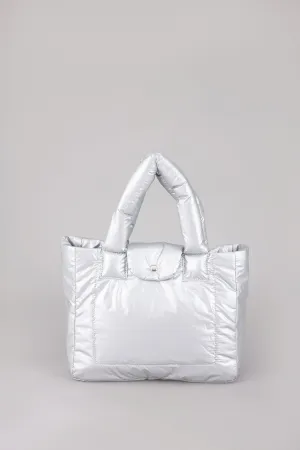 Top Handle Puffer Tote - Silver