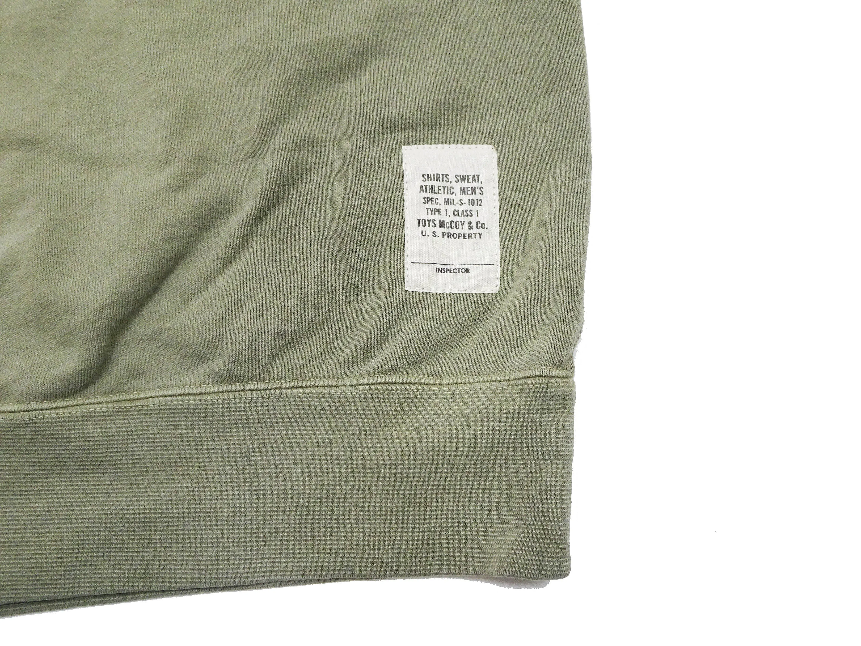 TOYS McCOY Plain Short Sleeve Sweatshirt Men's Solid Color Garment-dyed French Terry Shirt TMC2333 160 Faded-Olive