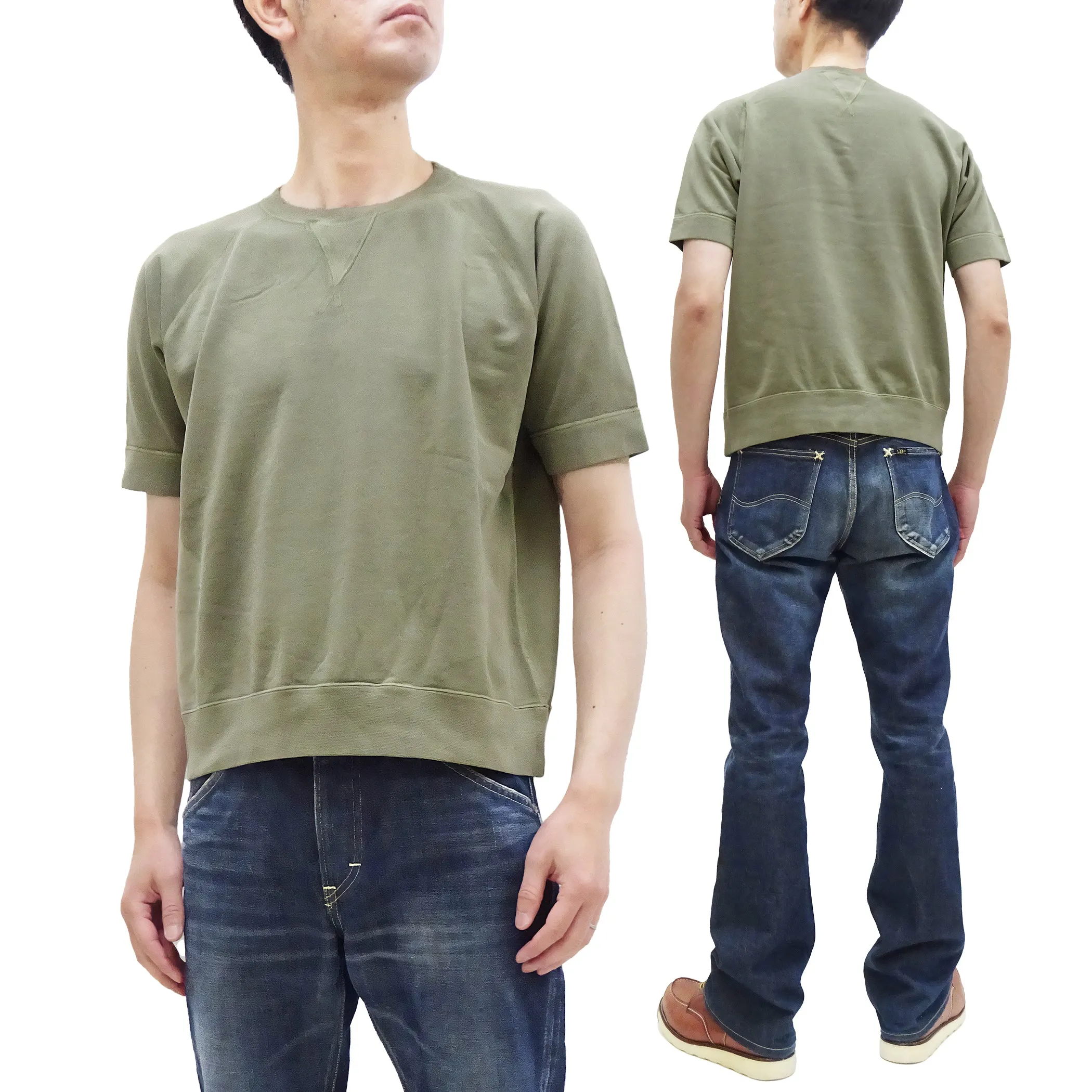 TOYS McCOY Plain Short Sleeve Sweatshirt Men's Solid Color Garment-dyed French Terry Shirt TMC2333 160 Faded-Olive