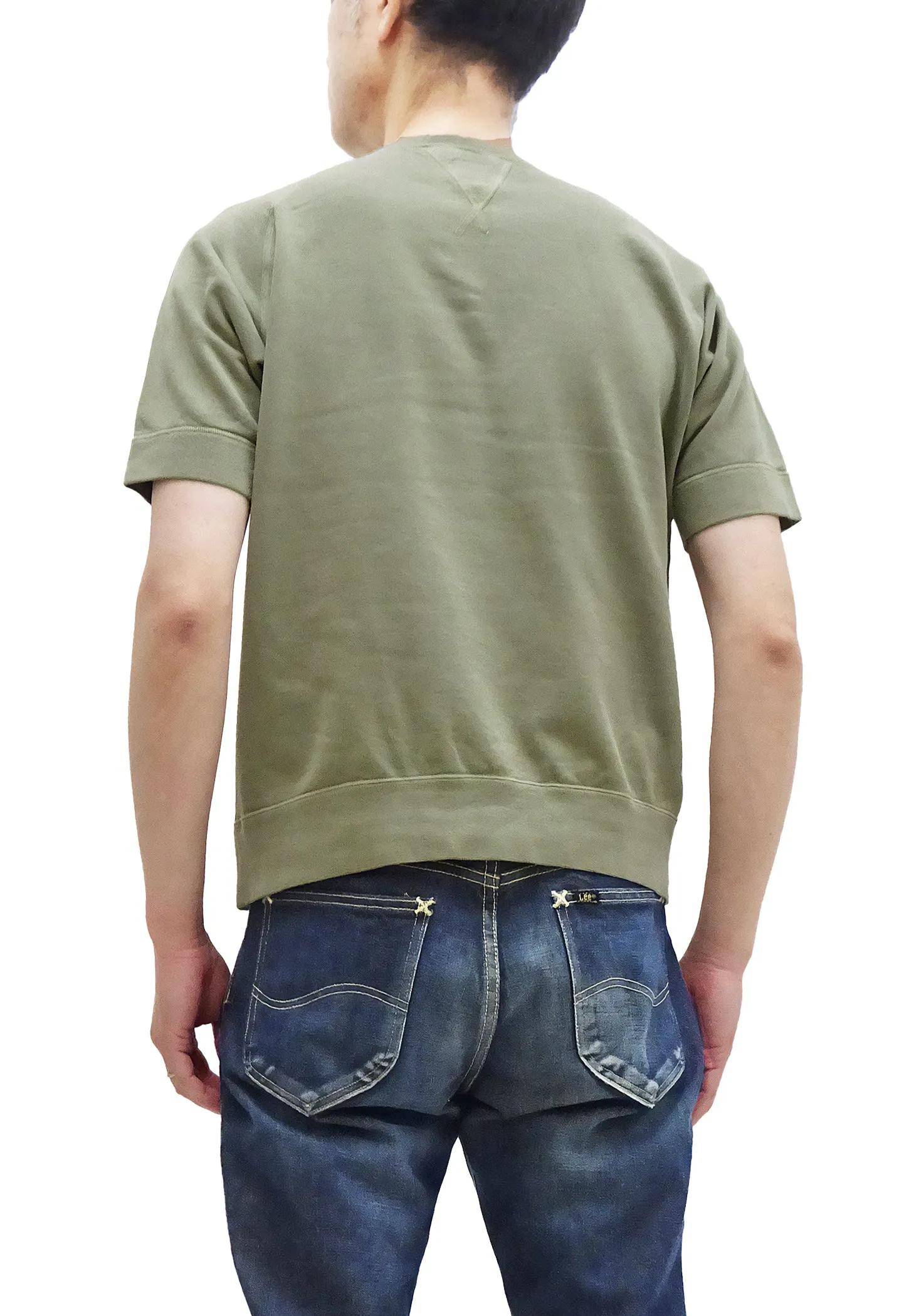 TOYS McCOY Plain Short Sleeve Sweatshirt Men's Solid Color Garment-dyed French Terry Shirt TMC2333 160 Faded-Olive