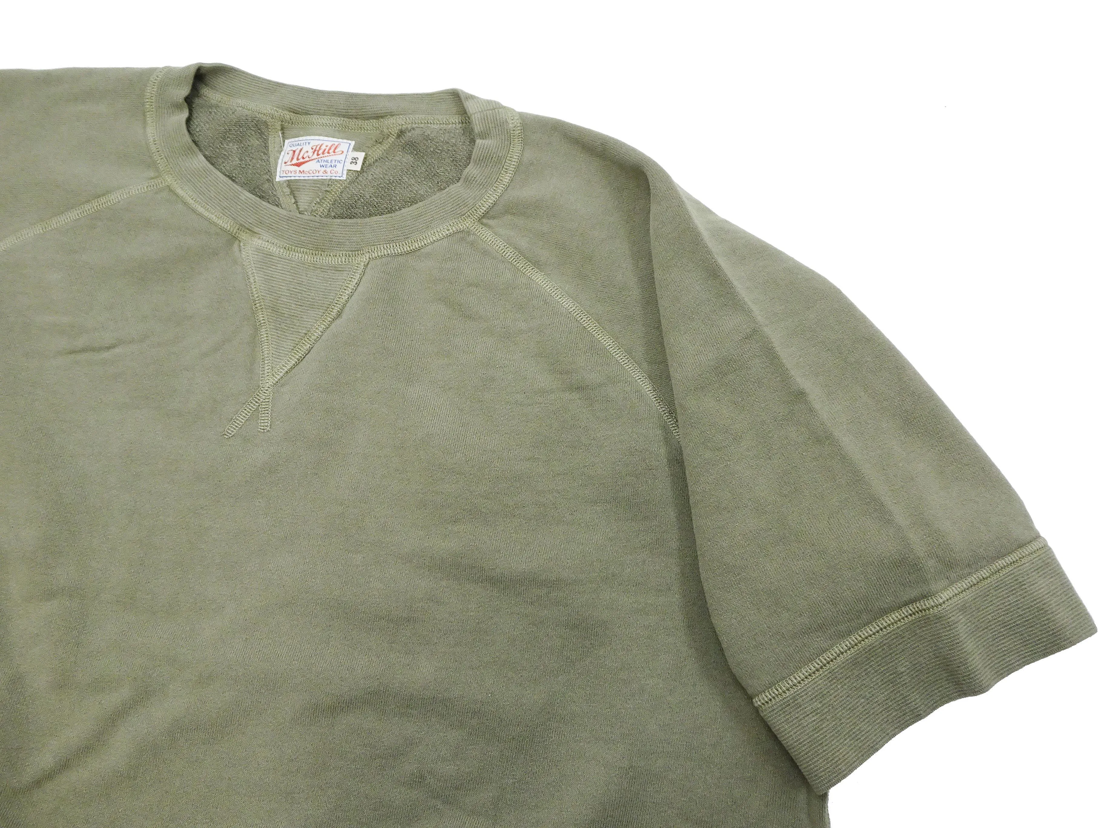 TOYS McCOY Plain Short Sleeve Sweatshirt Men's Solid Color Garment-dyed French Terry Shirt TMC2333 160 Faded-Olive