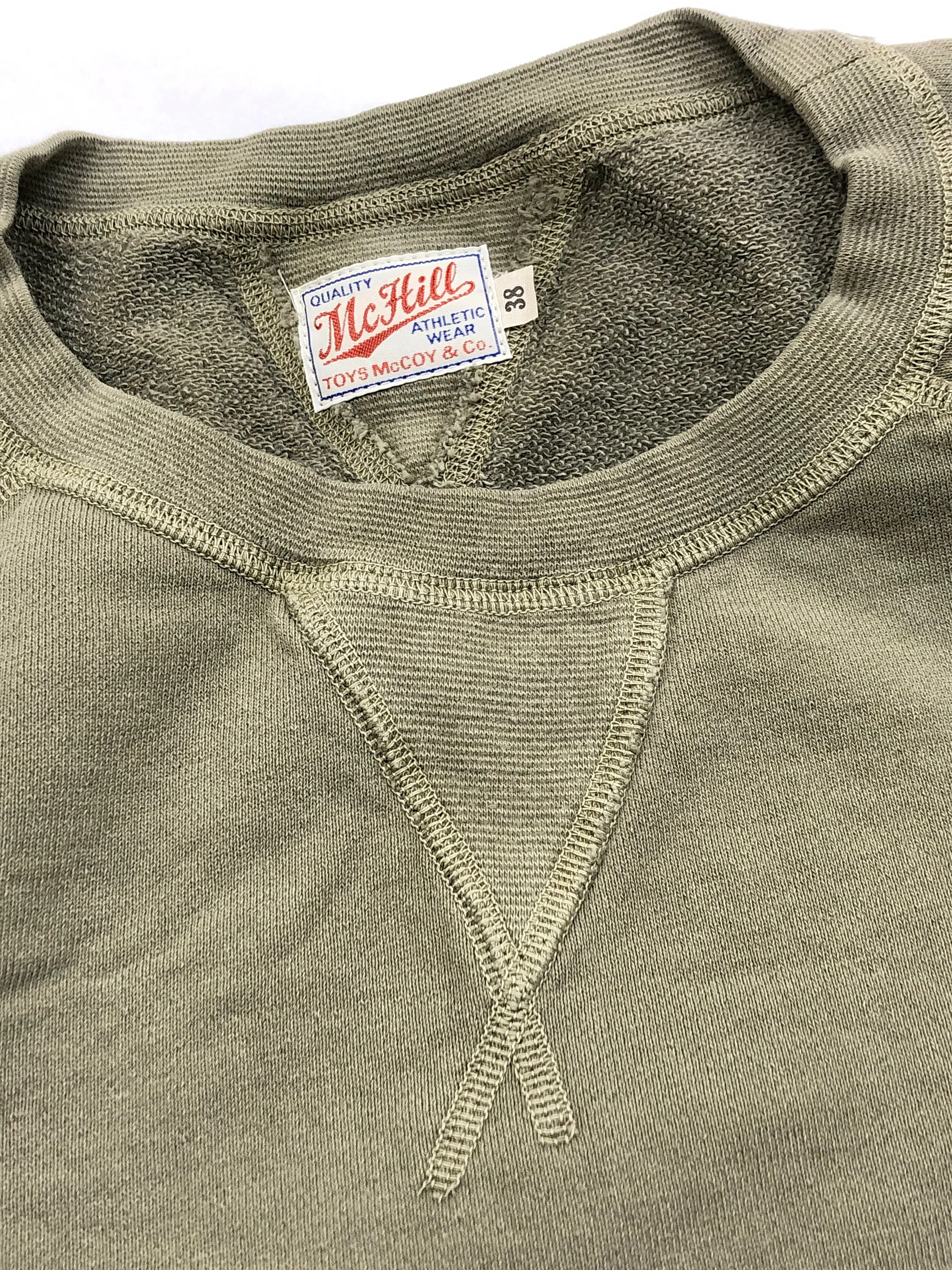 TOYS McCOY Plain Short Sleeve Sweatshirt Men's Solid Color Garment-dyed French Terry Shirt TMC2333 160 Faded-Olive