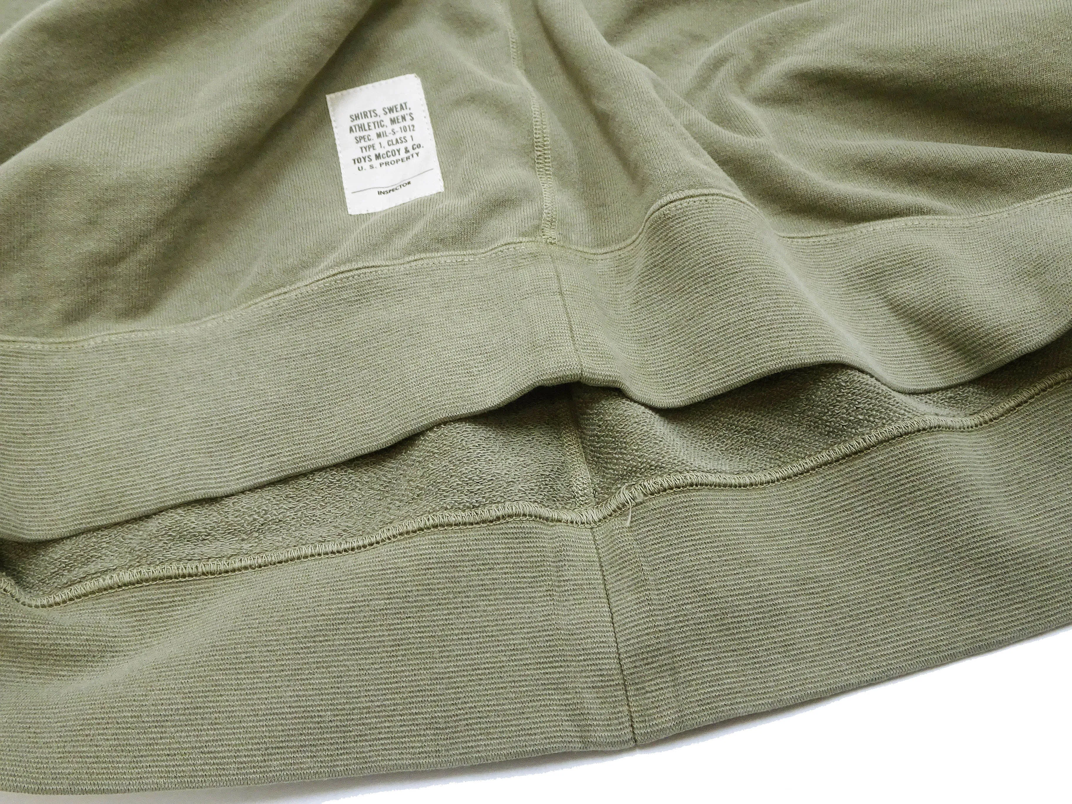 TOYS McCOY Plain Short Sleeve Sweatshirt Men's Solid Color Garment-dyed French Terry Shirt TMC2333 160 Faded-Olive
