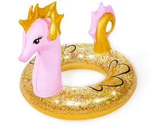 Toyshine 45'' Golden Star Sea Horse Pool Rings, Baby Pool, Swimming Rings for Kids, Inflatable Tubes, Summer Fun Water Toys for Kids, Party Fun, Beach Outdoor Party Supplies 1.15M x 1.04M