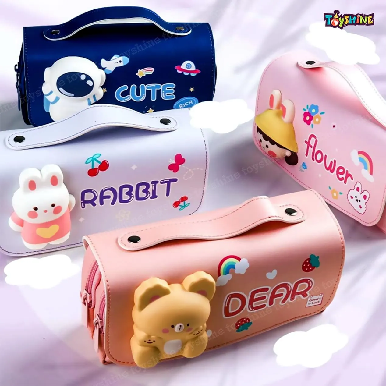 Toyshine Cute Large Capacity Pencil Case Pencil Pouch Handheld Pen Bag Soft Pencil Pouch for School Students Girls Boys- Blue