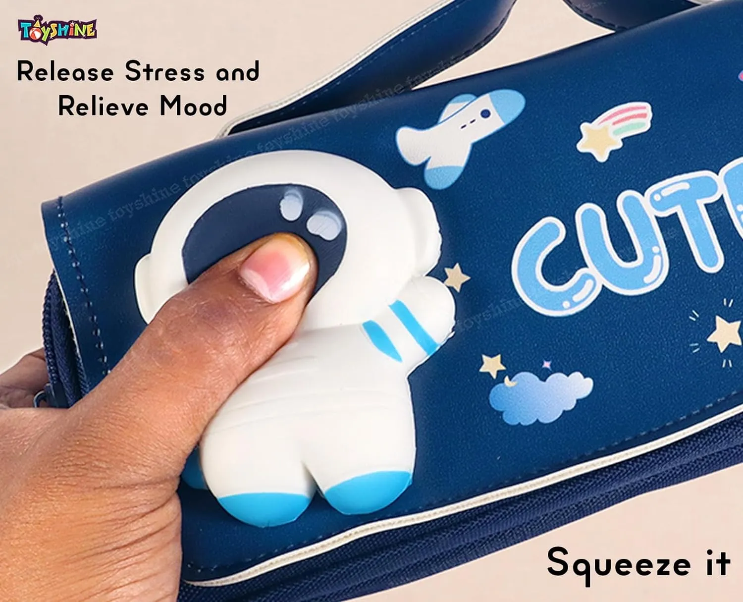 Toyshine Cute Large Capacity Pencil Case Pencil Pouch Handheld Pen Bag Soft Pencil Pouch for School Students Girls Boys- Blue