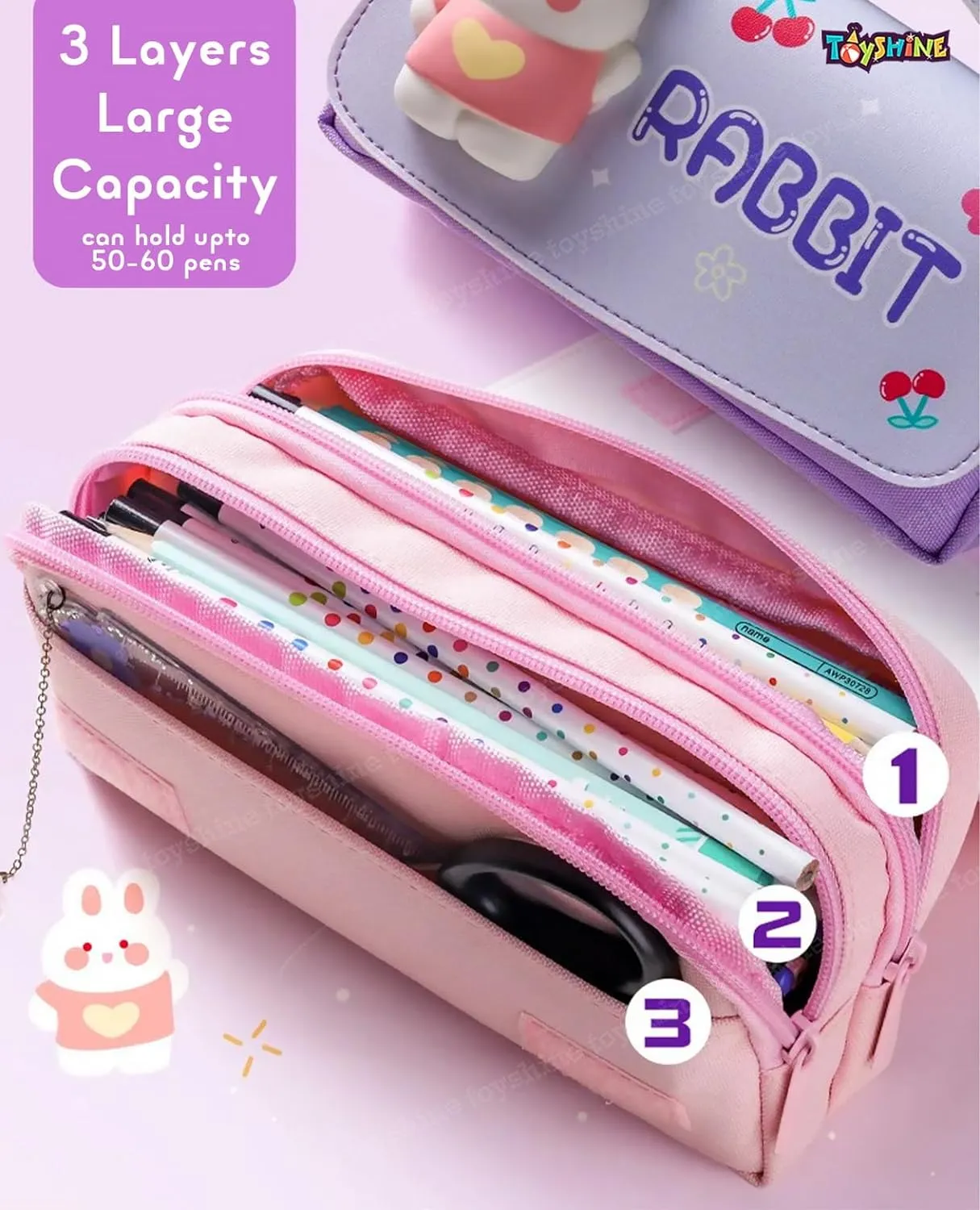 Toyshine Cute Large Capacity Pencil Case Pencil Pouch Handheld Pen Bag Soft Pencil Pouch for School Students Girls Boys- Blue