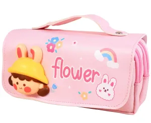 Toyshine Cute Large Capacity Pencil Case Pencil Pouch Handheld Pen Bag Soft Pencil Pouch for School Students Girls Boys - Pink