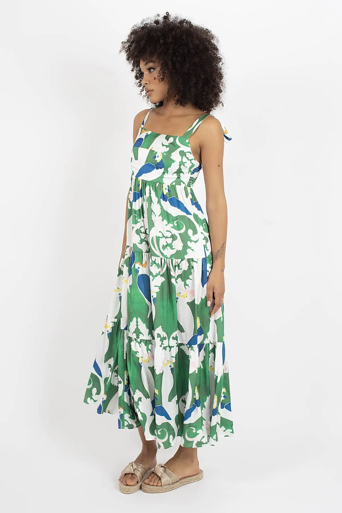 Traffic People Lily Dress - Parot Green