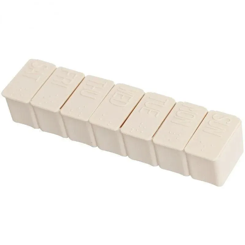 Travel Pill Box with Braille Lettering: Portable Medication Case