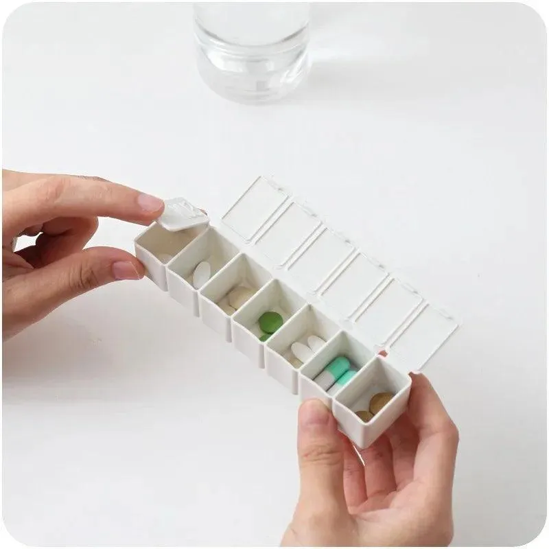 Travel Pill Box with Braille Lettering: Portable Medication Case