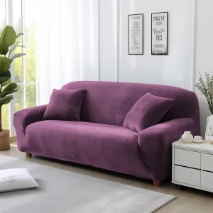 Trendily Premium Wrinkle-Free | Elastic Stretchable | Velvet Sofa Cover  Shiny Crushed Elegance Wine (SC-030)