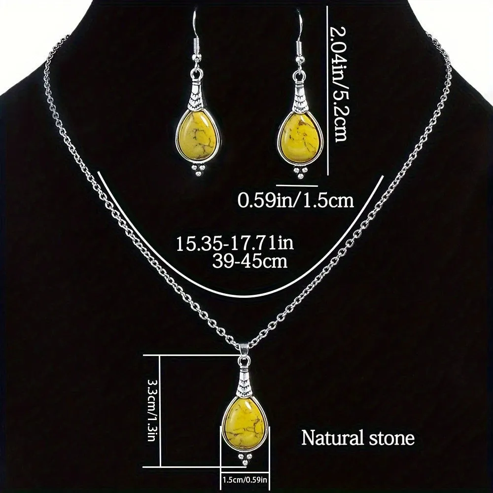 Trendy Boho Vibe Natural Yellow Stone Women's Jewelry Set