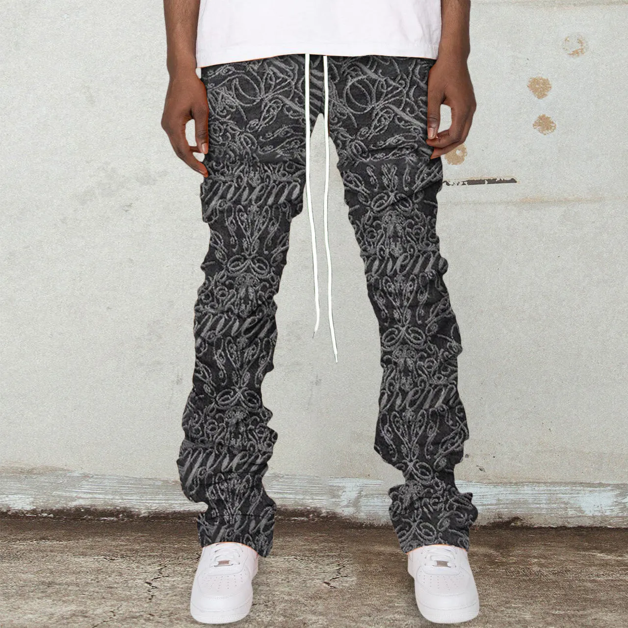 Trendy hip-hop printed pile pants