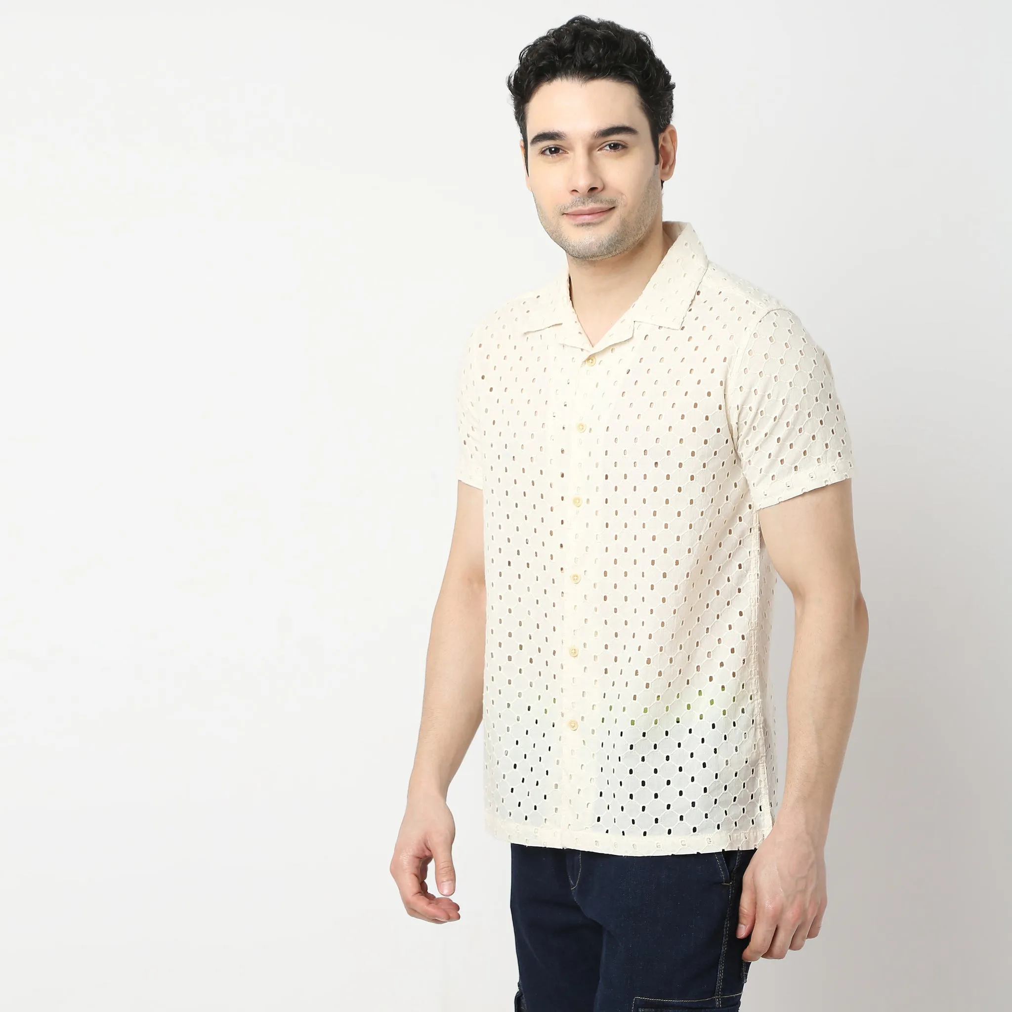 Trendy "BAE" Shirt Pure Cotton Embroidered Cuban Collar Regular Fit Shirt