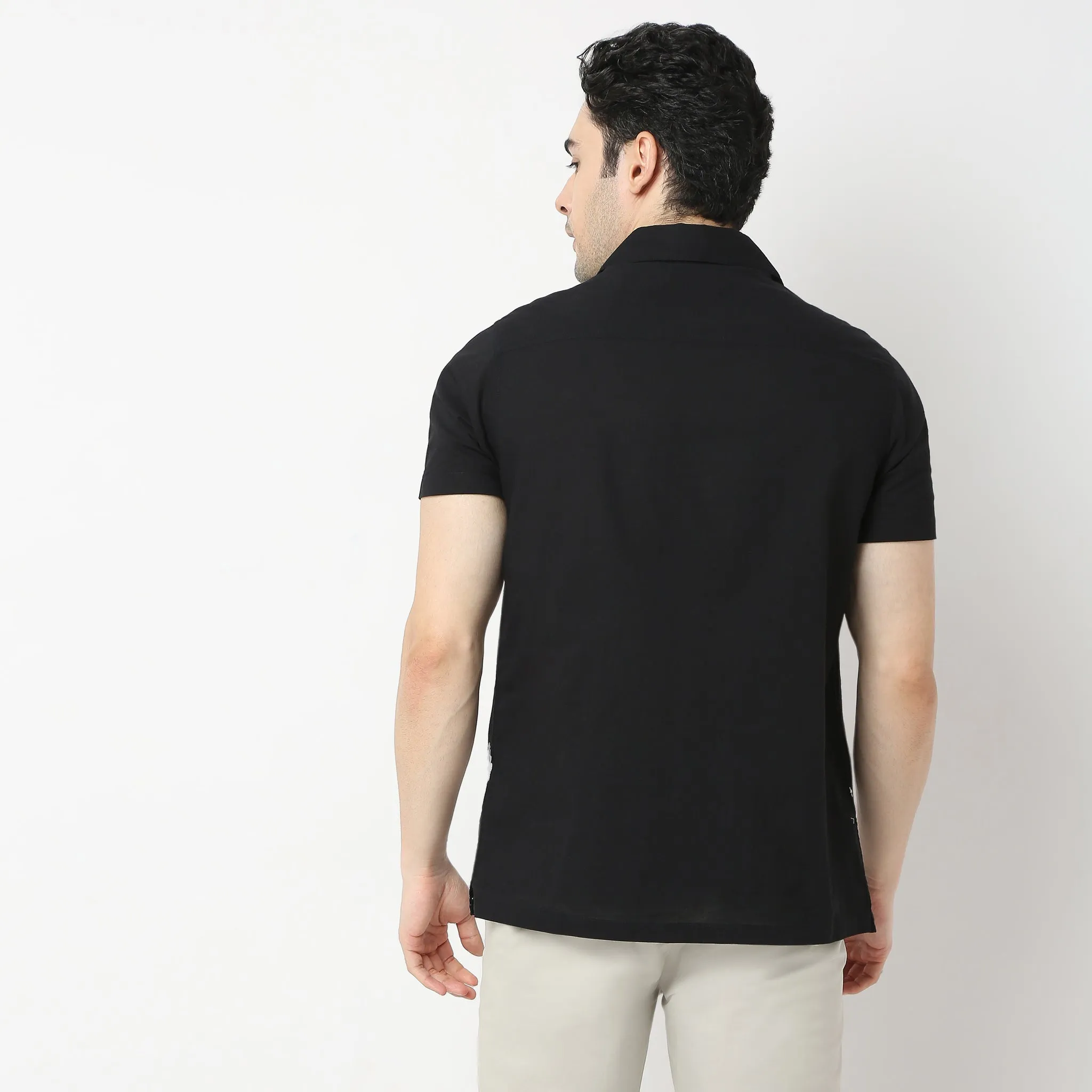 Trendy "BAE" Shirt Pure Cotton Embroidered Cuban Collar Regular Fit Shirt
