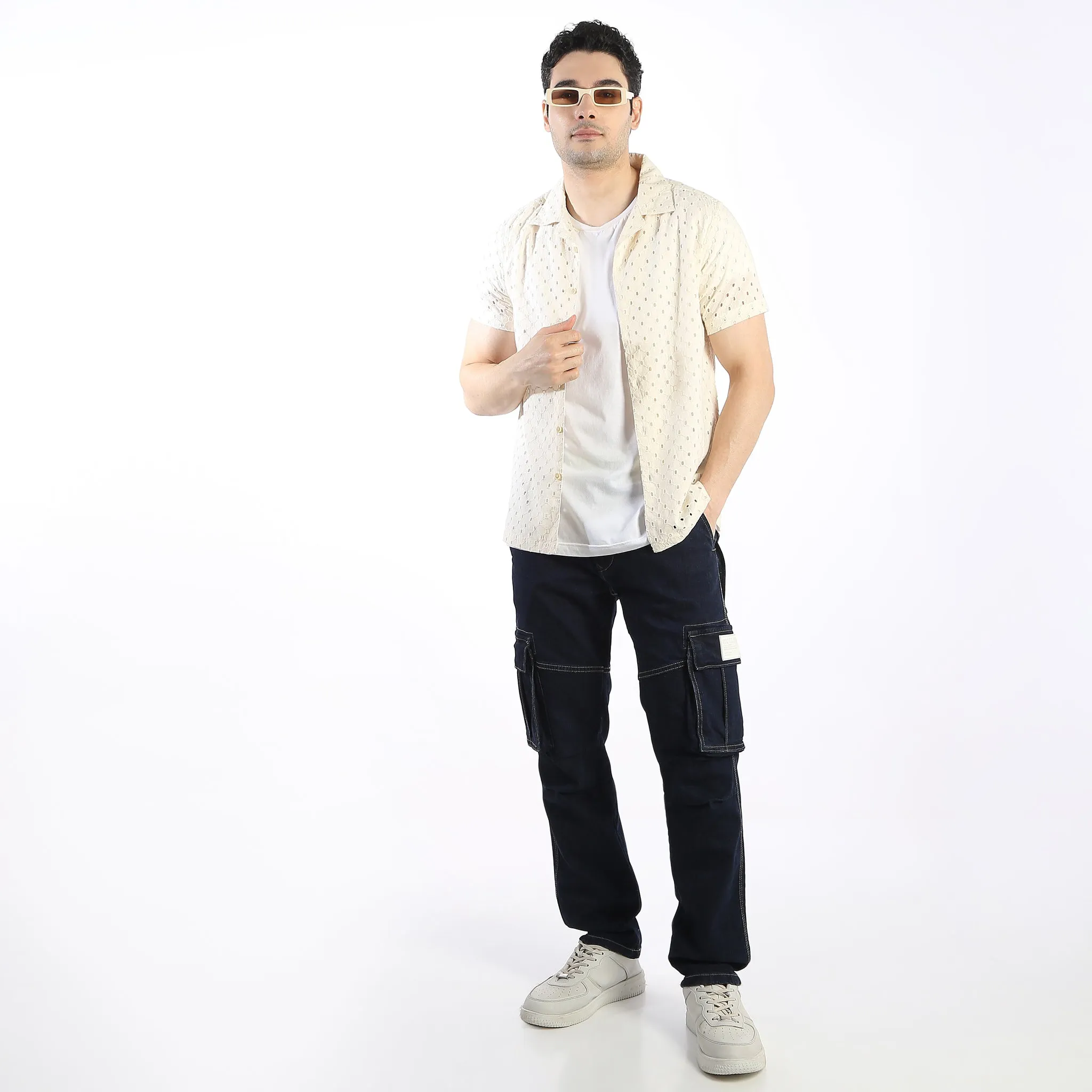 Trendy "BAE" Shirt Pure Cotton Embroidered Cuban Collar Regular Fit Shirt