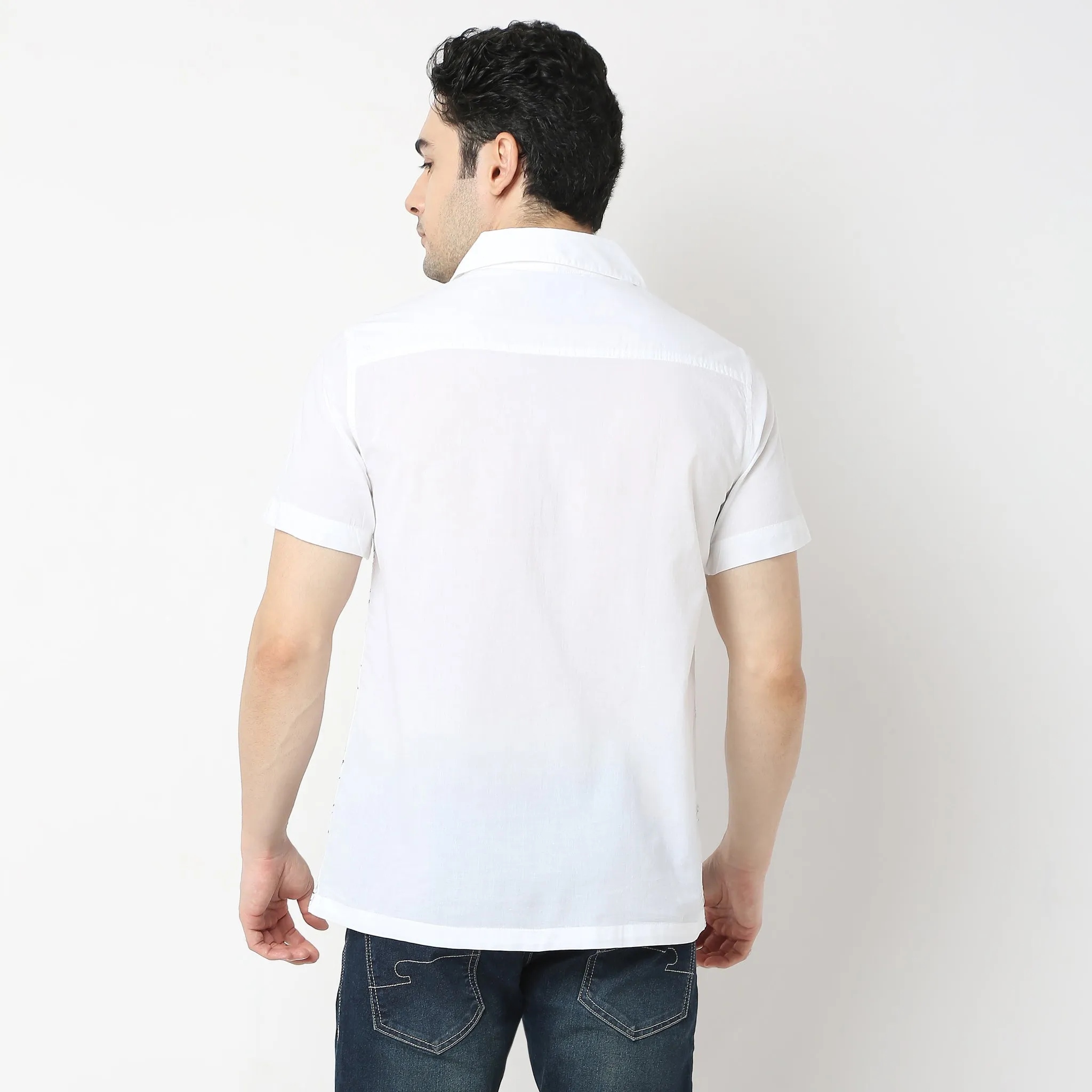 Trendy "BAE" Shirt Pure Cotton Embroidered Cuban Collar Regular Fit Shirt