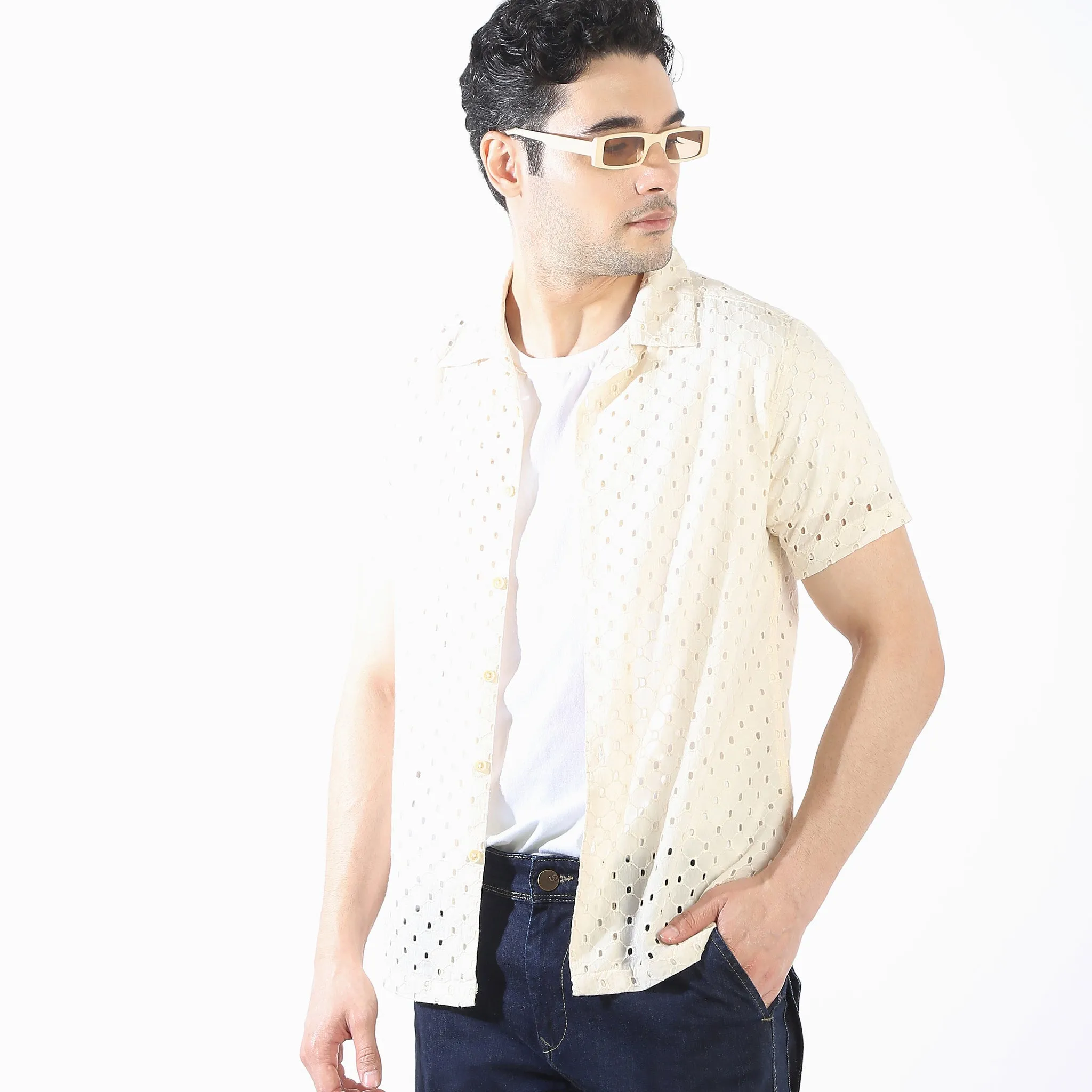 Trendy "BAE" Shirt Pure Cotton Embroidered Cuban Collar Regular Fit Shirt
