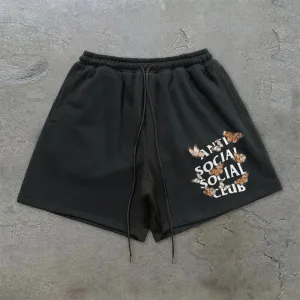 Trendy Retro Print Butterfly Street Shorts