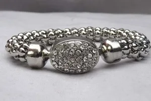 Trendy Silver Retro Bracelet Magnetic Clasp with Crystal for ladies Gift