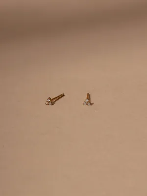 Triangle Diamond Vermeil Stud Earrings
