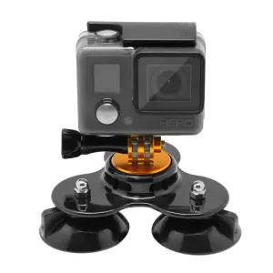 Triangle Direction Suction Cup Mount with Tripod Mount   Handle Screw for GoPro, Insta360, DJI and Other Action Cameras(Gold)