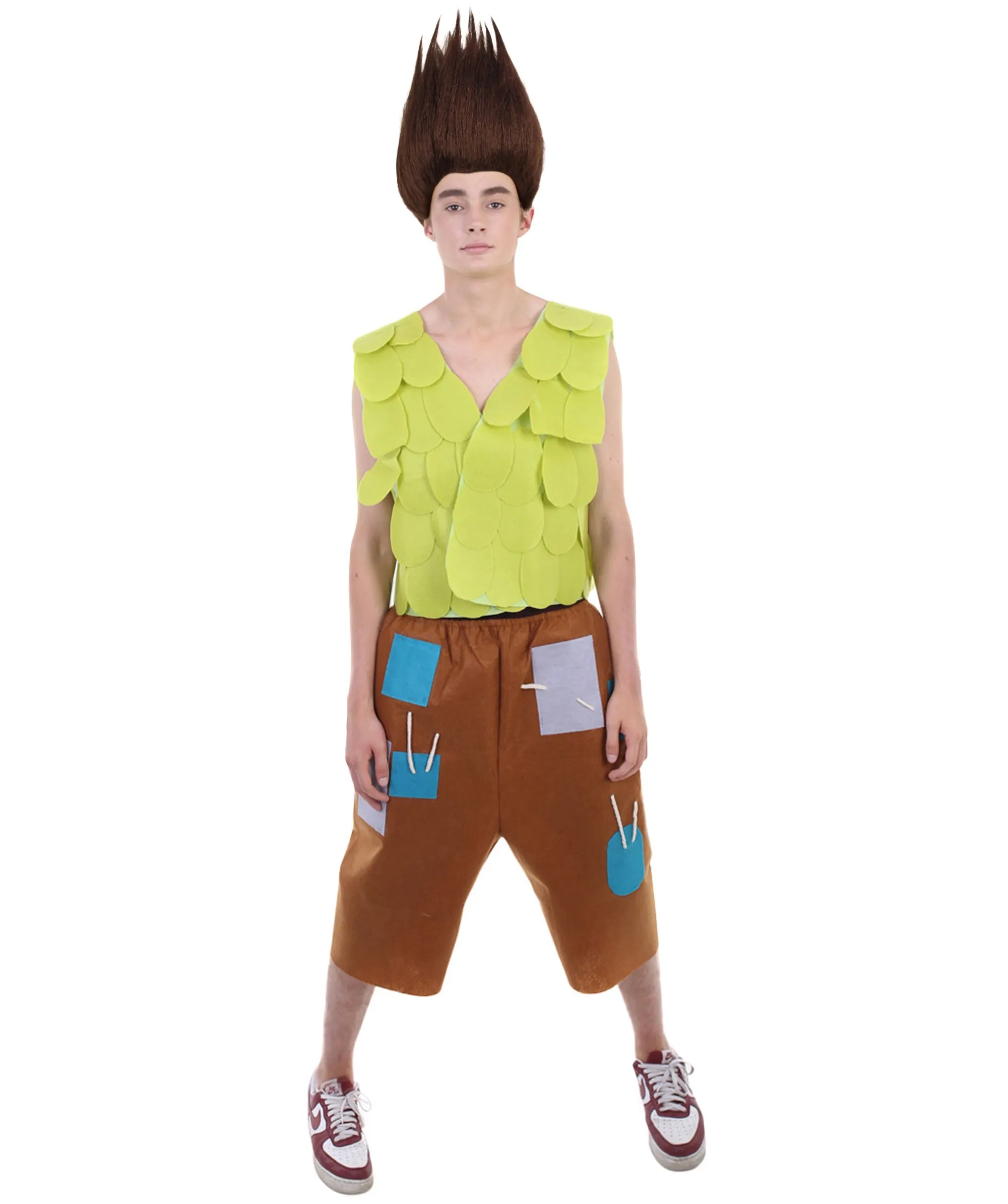 Troll  | Leaf Vest and Brown Patchwork Pants | Premium Halloween Costume
